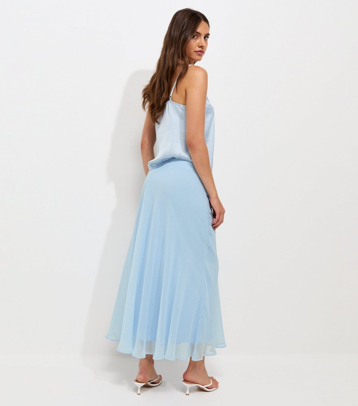 New Look Women's Light Blue Chiffon Circle Skirt New Look - 4