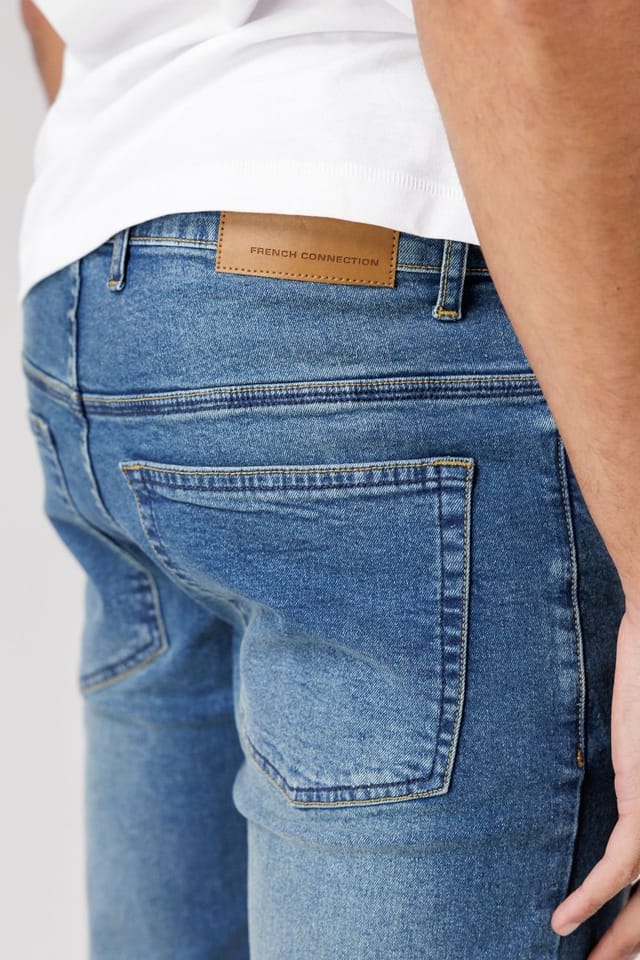French Connection French Connection Men's Cotton Straight Leg Stetch Denim Jeans in Light Blue - 3