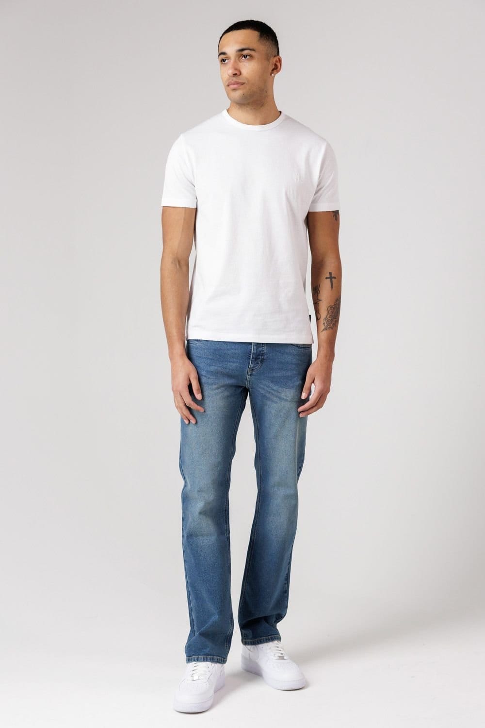 French Connection French Connection Men's Cotton Straight Leg Stetch Denim Jeans in Light Blue - 4
