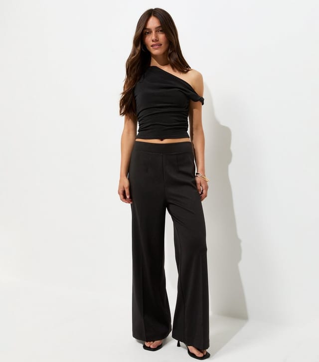 New Look Women's Petite Black Jersey Wide Leg Trousers New Look - 2