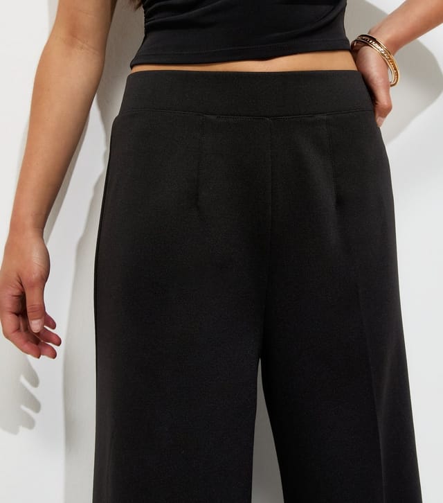 New Look Women's Petite Black Jersey Wide Leg Trousers New Look - 3