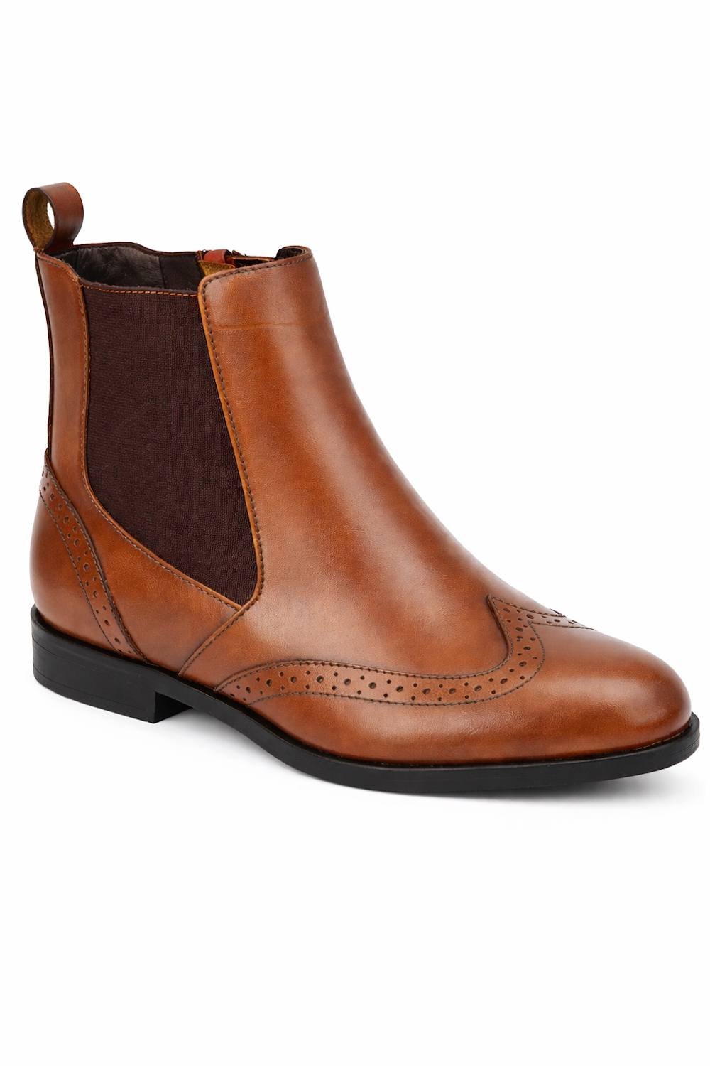 Spot On Spot On Women's Classic Chelsea Ankle Boot with Elastic Panels in Tan - 4