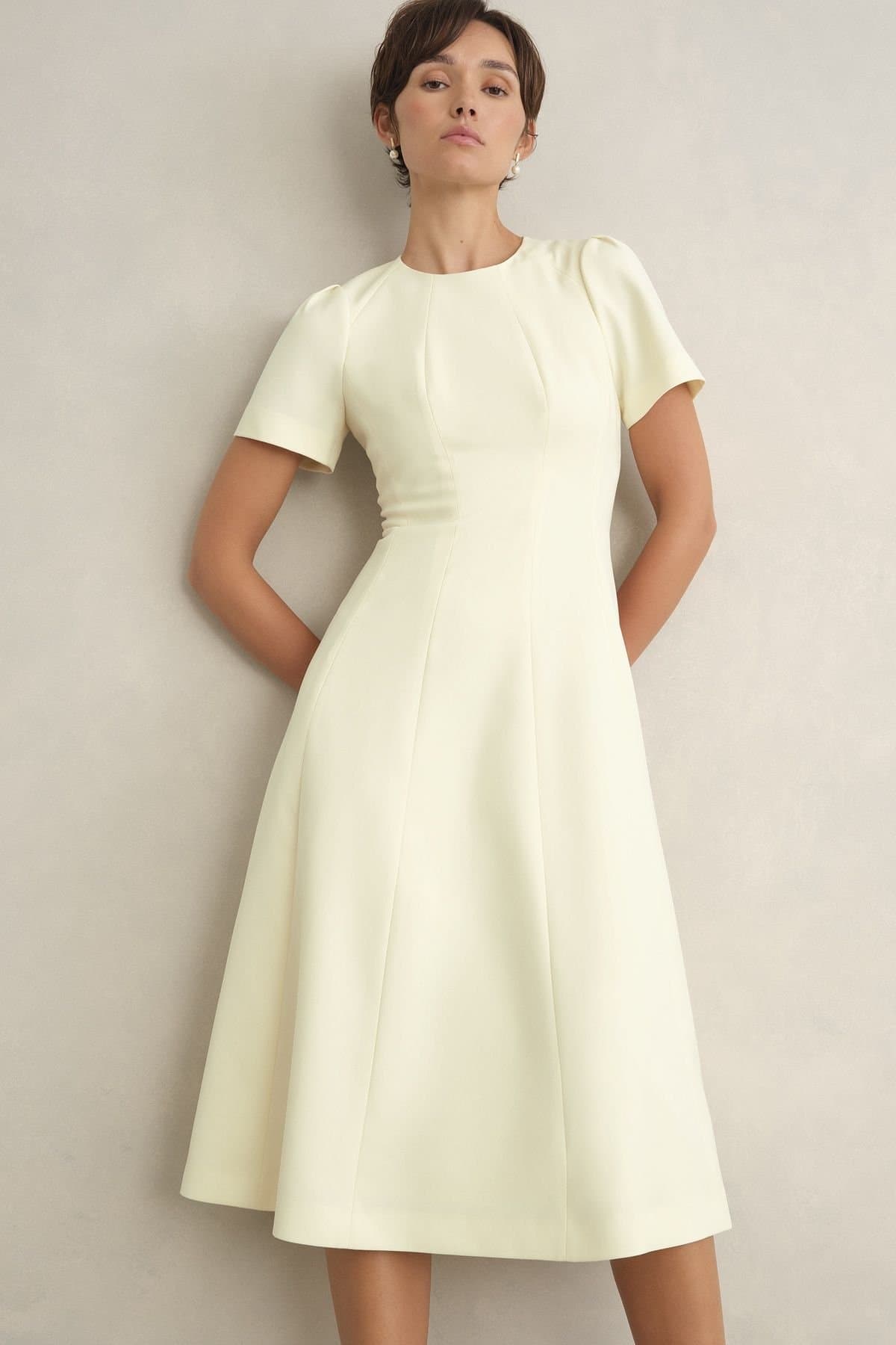 Hobbs London Hobbs London Women's Eliana Fit Flare Midi Dress in Lemon