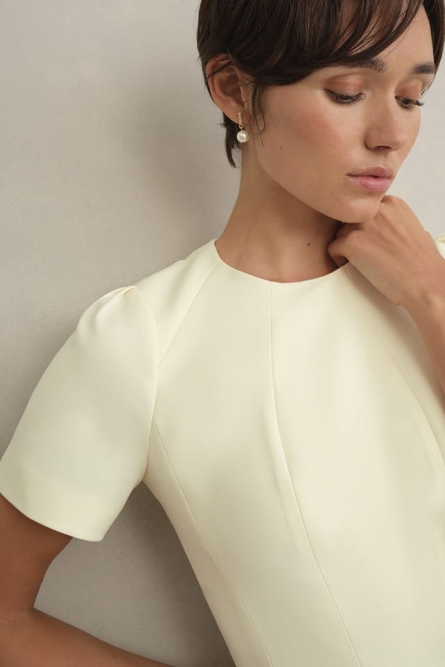 Hobbs London Hobbs London Women's Eliana Fit Flare Midi Dress in Lemon - 3