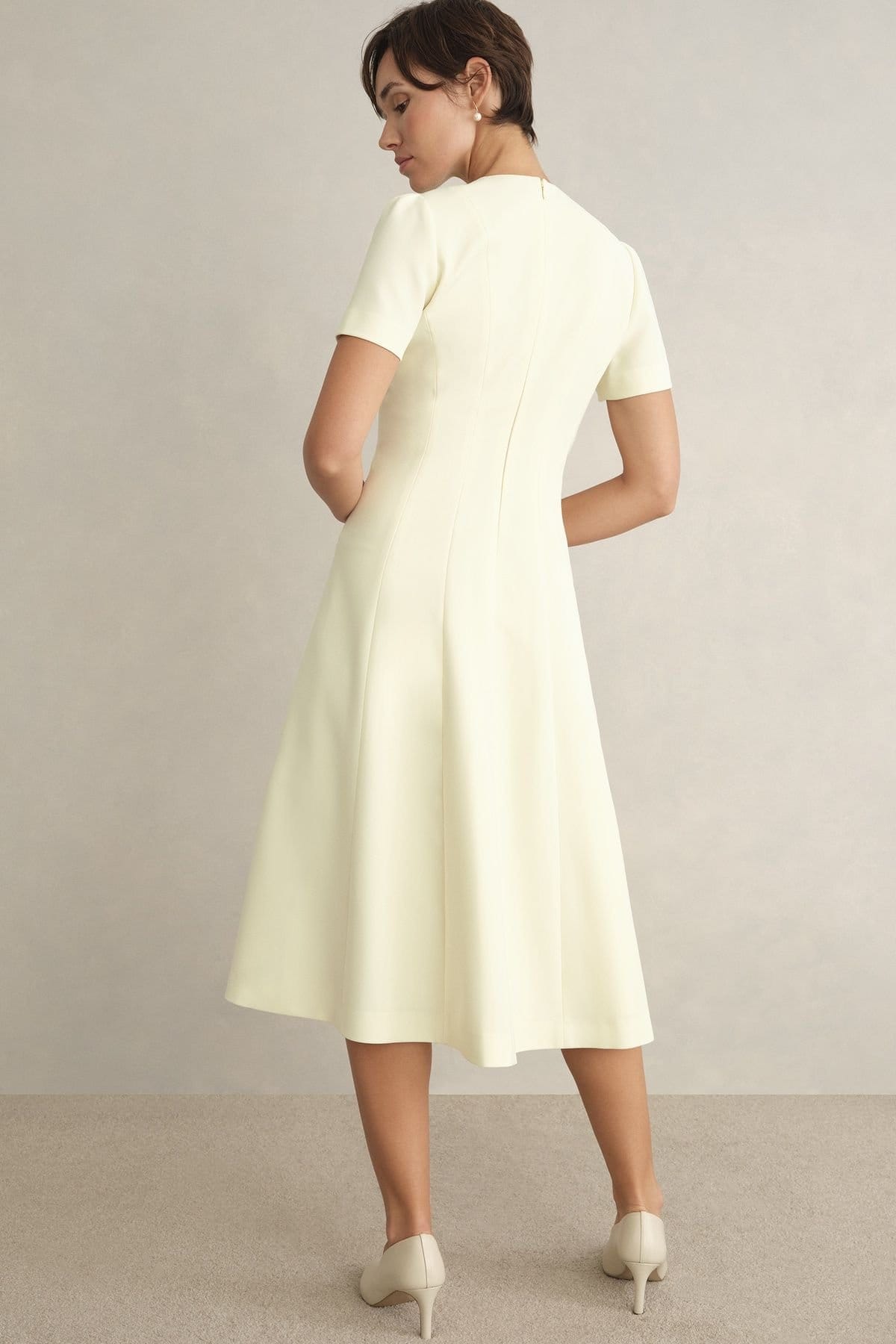 Hobbs London Hobbs London Women's Eliana Fit Flare Midi Dress in Lemon - 4