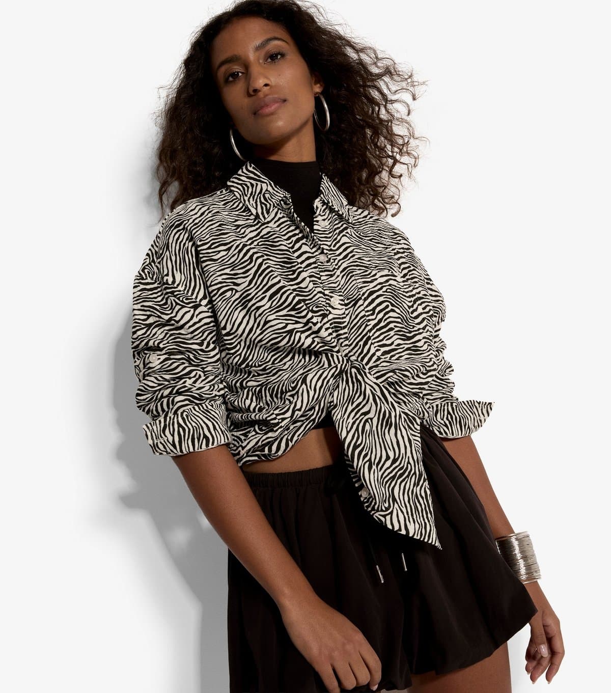Apricot Women's Black Cotton Zebra Print Over Shirt Apricot New Look