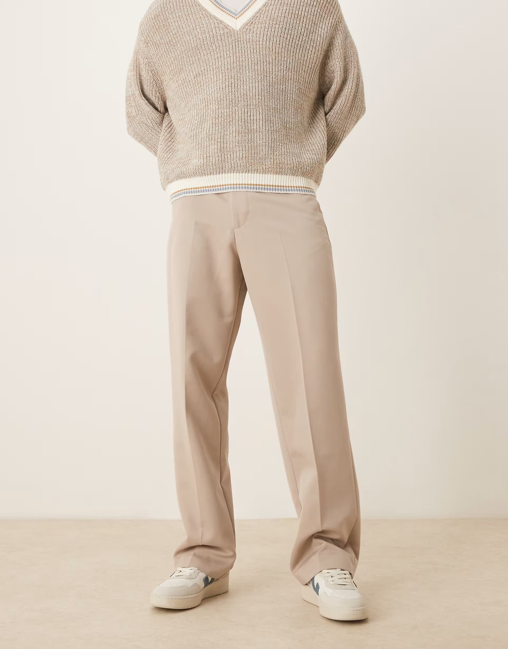 ASOS ASOS DESIGN smart wide leg trousers in stone