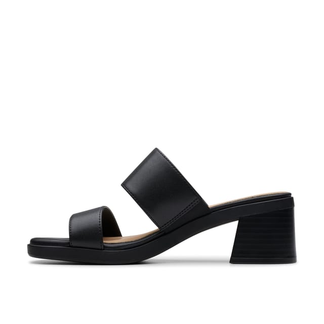 Clarks Clarks Women's Jaylan Dusk Black Leather Heeled Sandals - 2