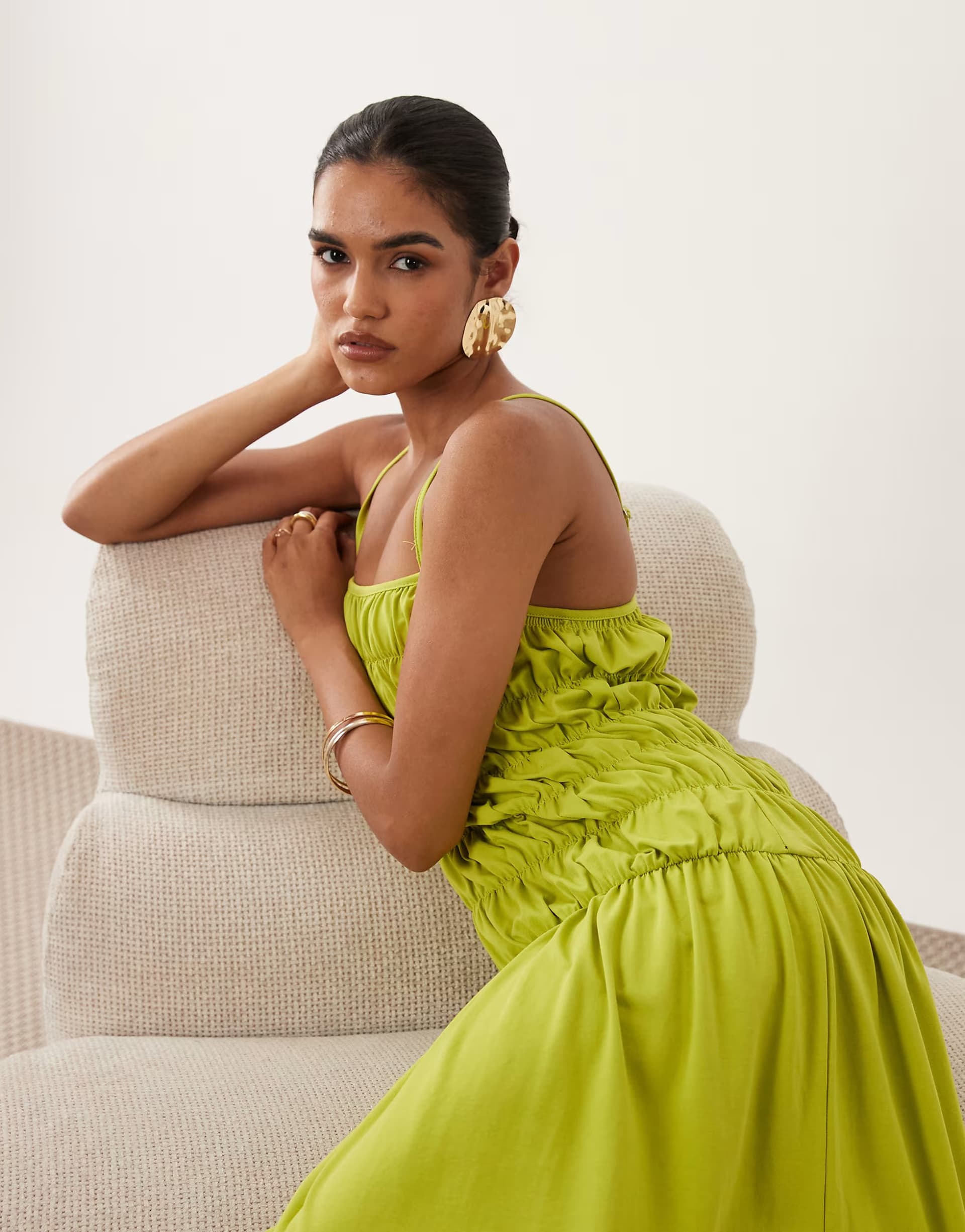 ASOS ASOS DESIGN ruched waist maxi dress in olive