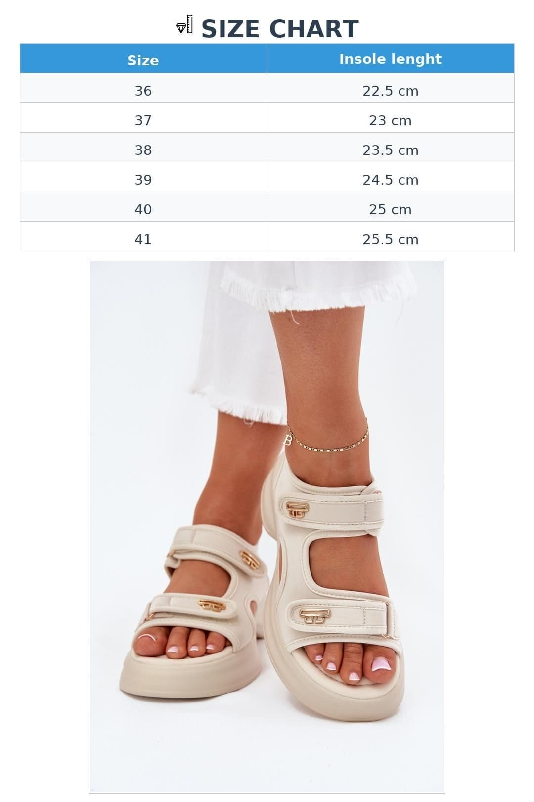 Love Lace Love Lace Women's Textile Platform Sandals with Double Velcro & Gold Details in Beige - 4