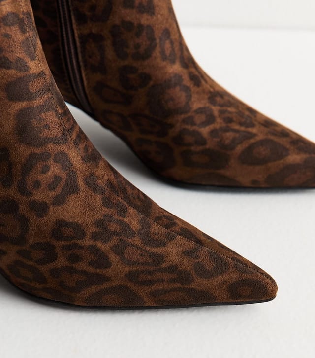 New Look Women's Faux Suede Leopard Print Ankle Boots Vegan New Look - 3