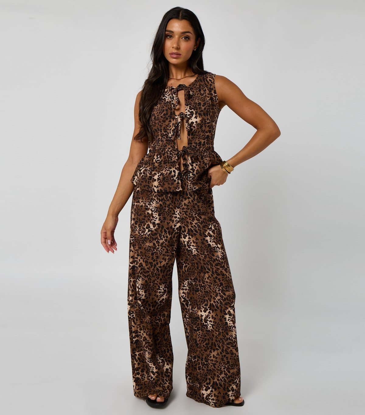 Urban Bliss Women's Wide Leg Leopard Print Trousers Urban Bliss New Look