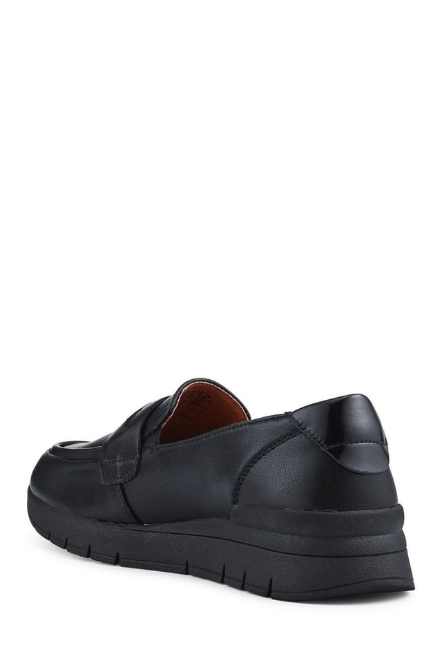 Pavers Pavers Women's Heeled Leather Penny Loafers in Black - 3