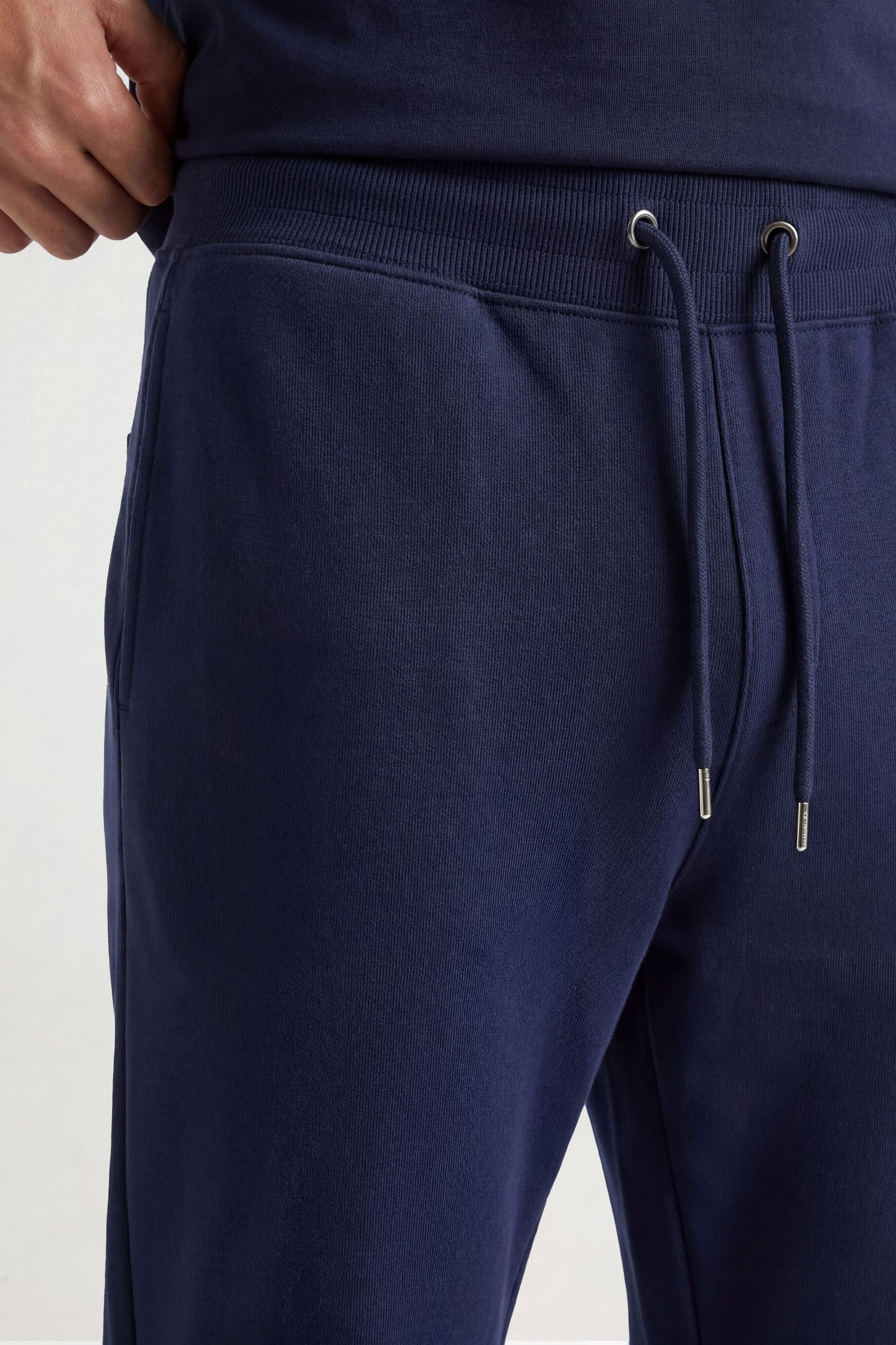 CICAY CICAY Men's Rib Hem Drawstring Joggers - Cotton Blend Tapered Fit in Navy - 4