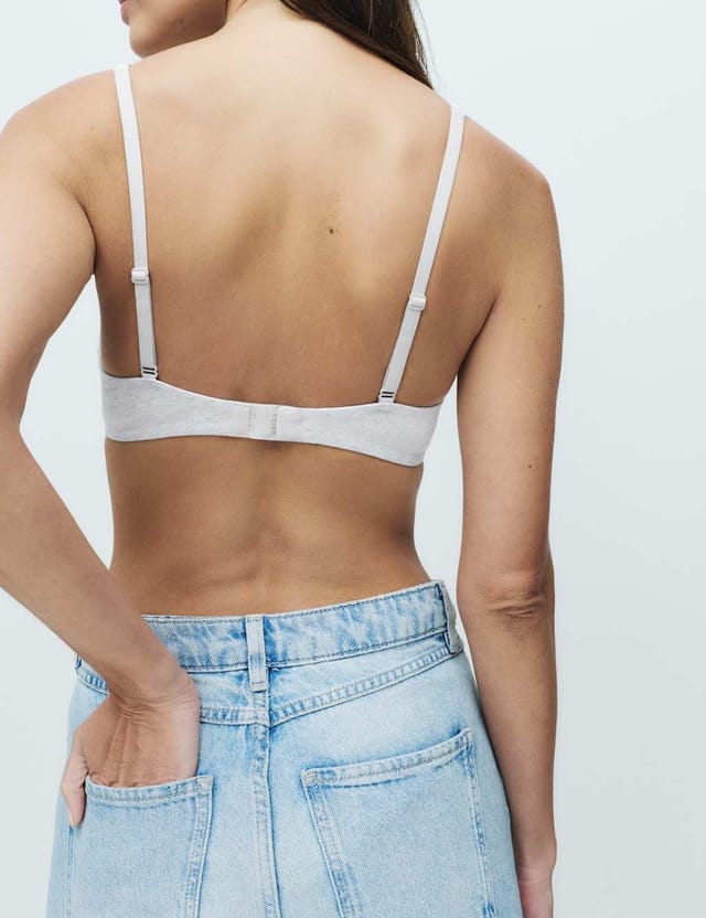 Marks & Spencer M&S 3 Pack Cotton Rich Non Wired Plunge Bras (A-E) Grey Mix - 3