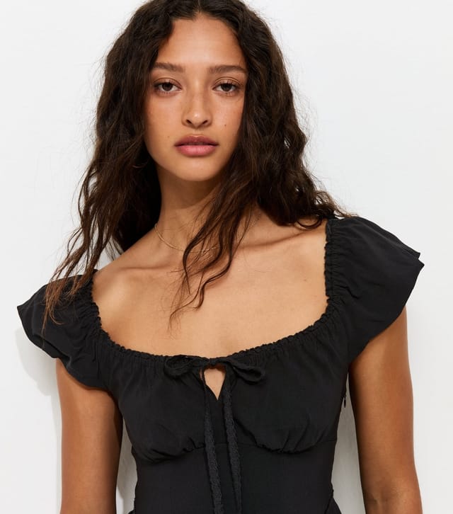 New Look Women's Black Lace Trim Milkmaid Midi Dress New Look - 3