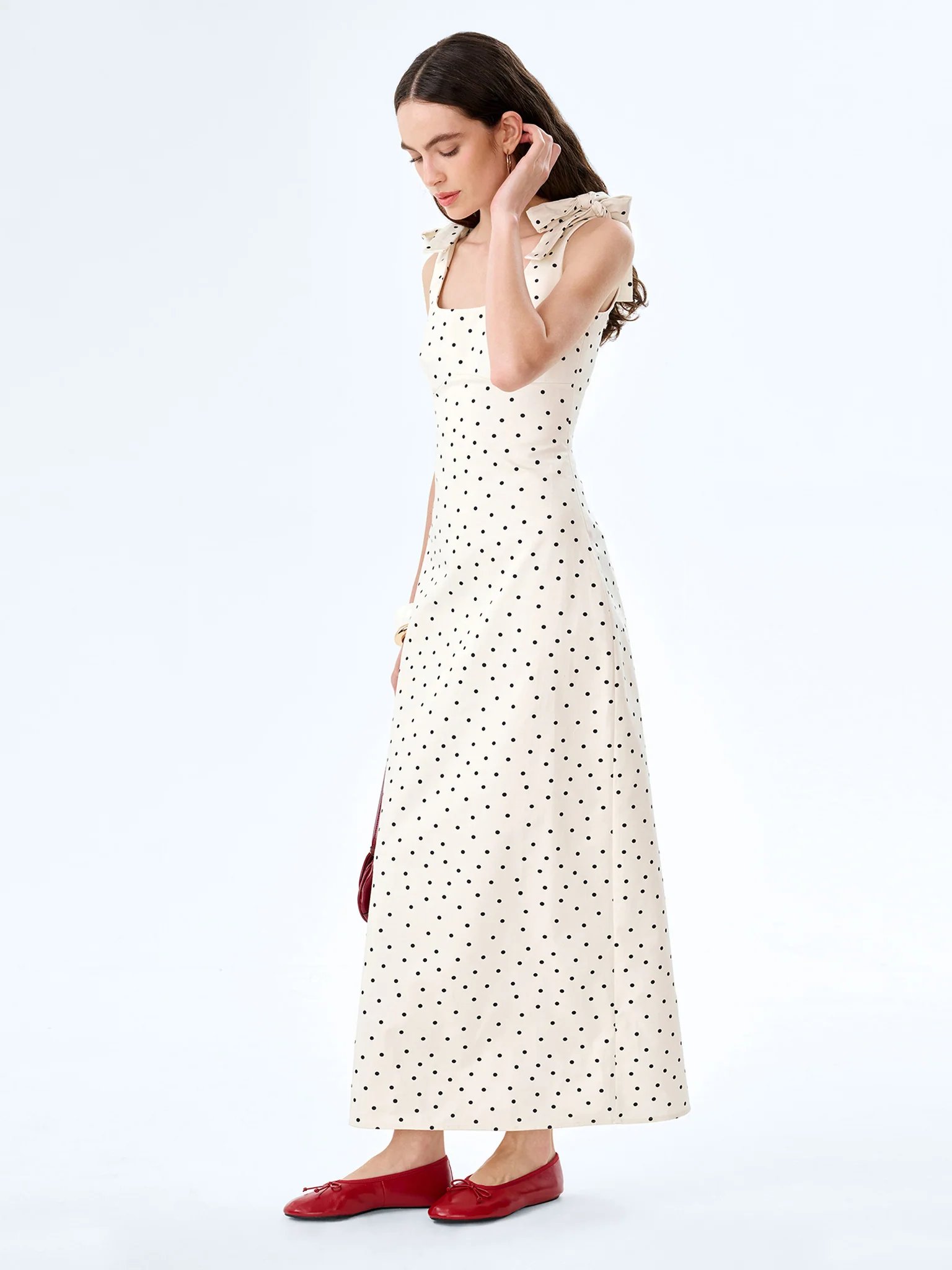 OMNES Morgane Dress in White Polka Dot - 2