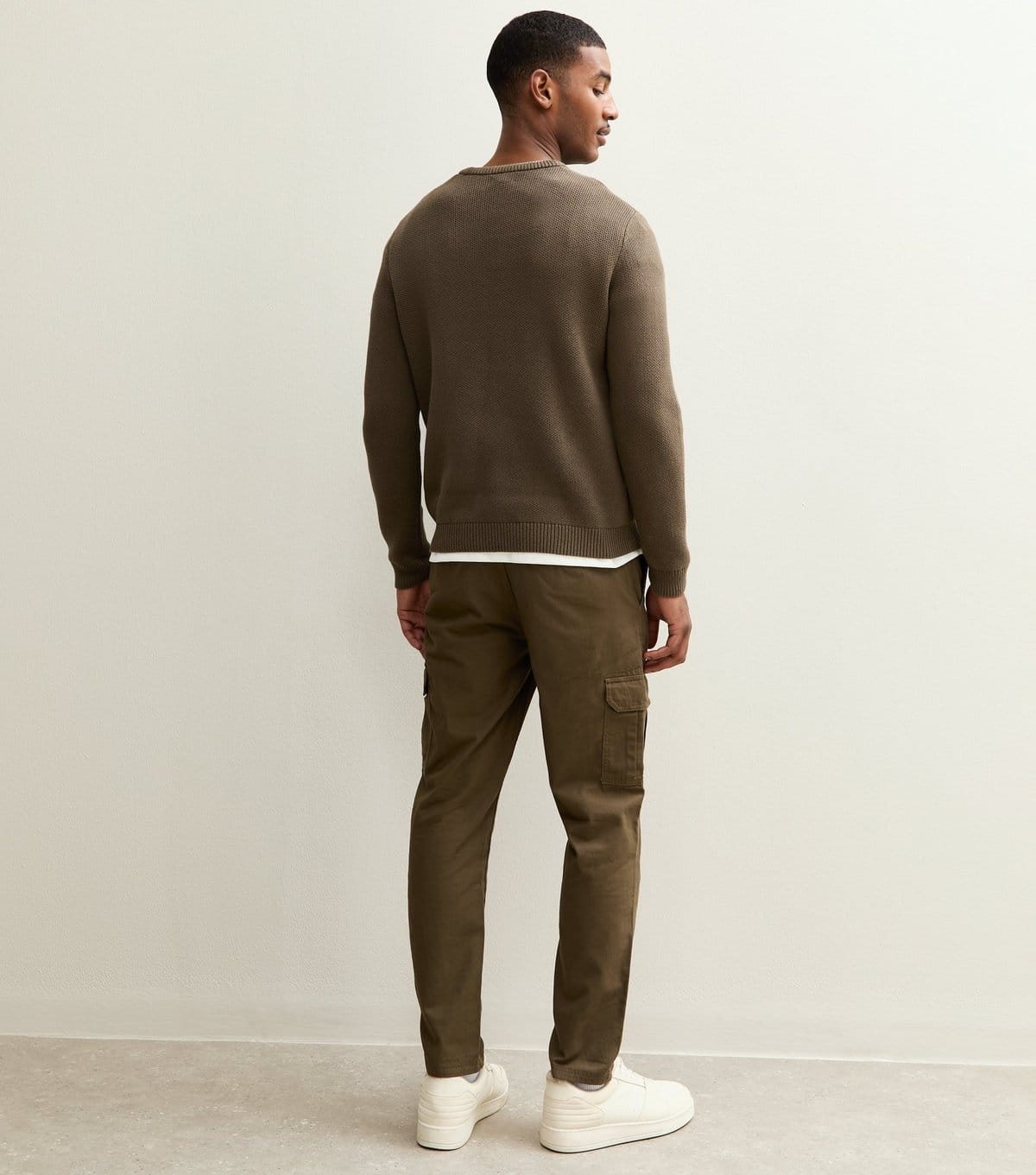 New Look Men's Dark Khaki Slim Cargo Trousers New Look - 4