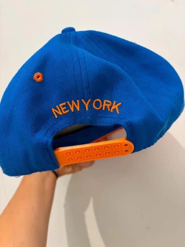 New York Y2K New York Snapback Cap Blue Orange Embroidered Flat Peak Baseball Hat
