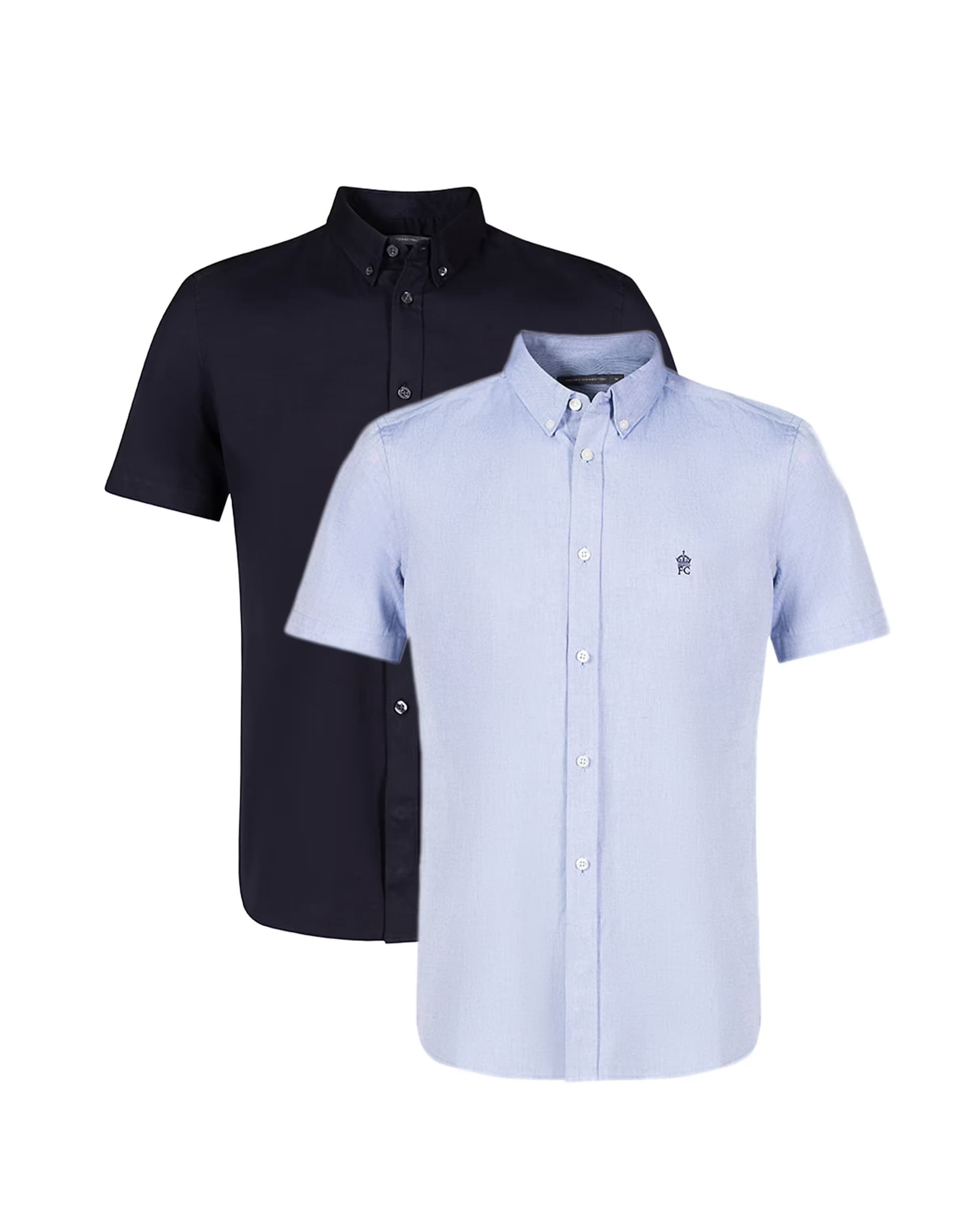 ASOS French Connection 2 pack cotton short sleeve oxford shirts in blue