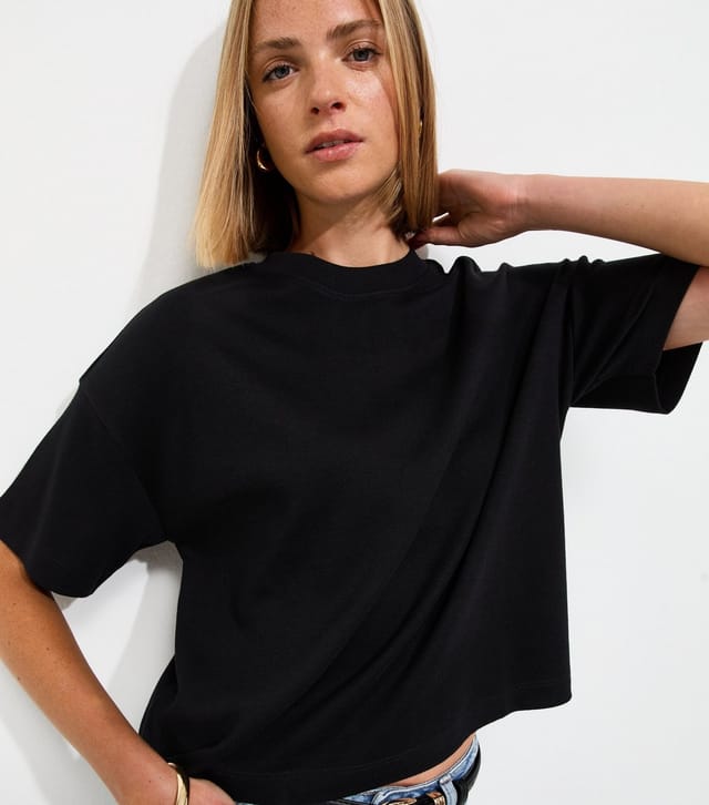 New Look Women's Premium Black Heavyweight Cotton Boxy Fit T-Shirt New Look - 2