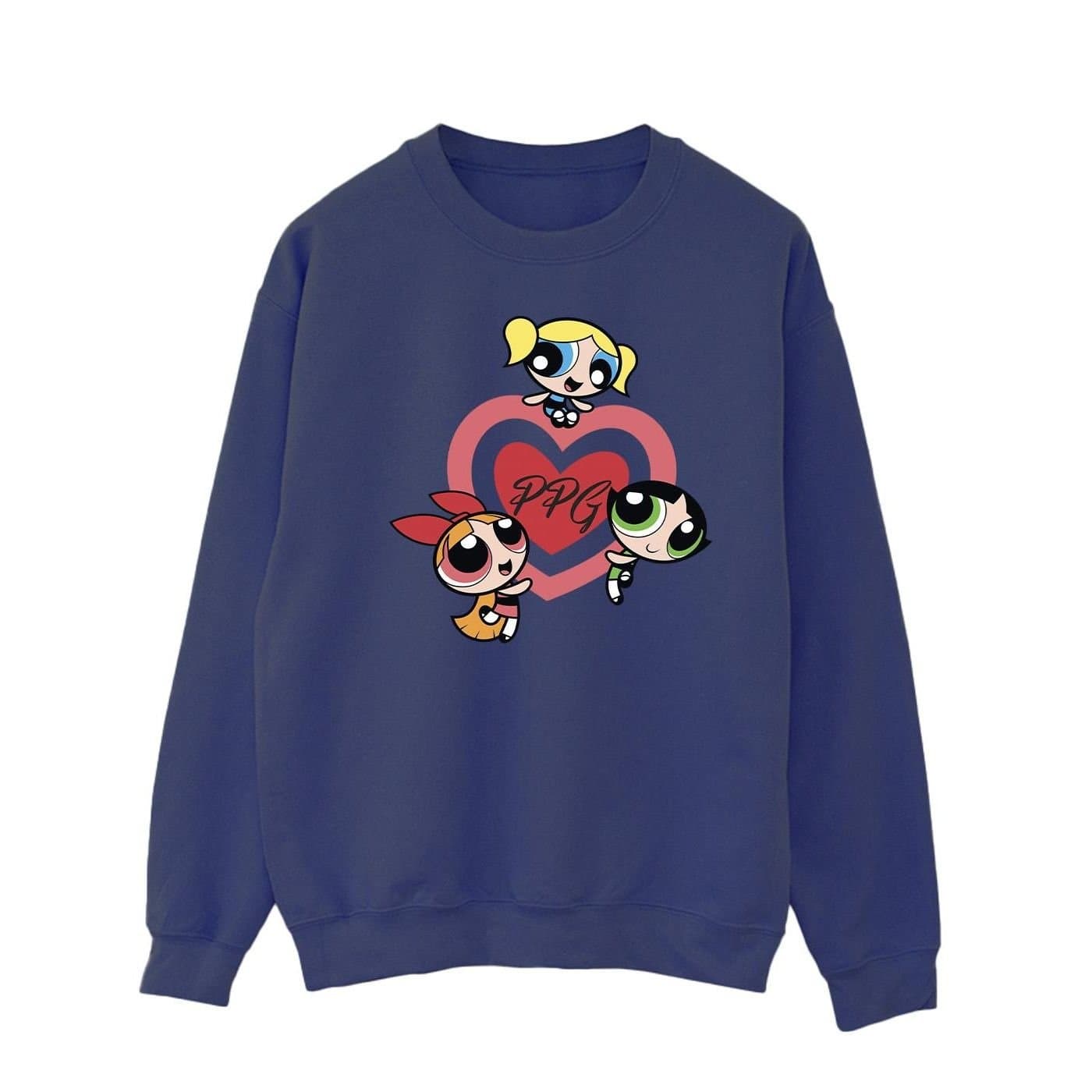 Powerpuff Girls Powerpuff Girls Men's Double Heart Sweatshirt in Navy