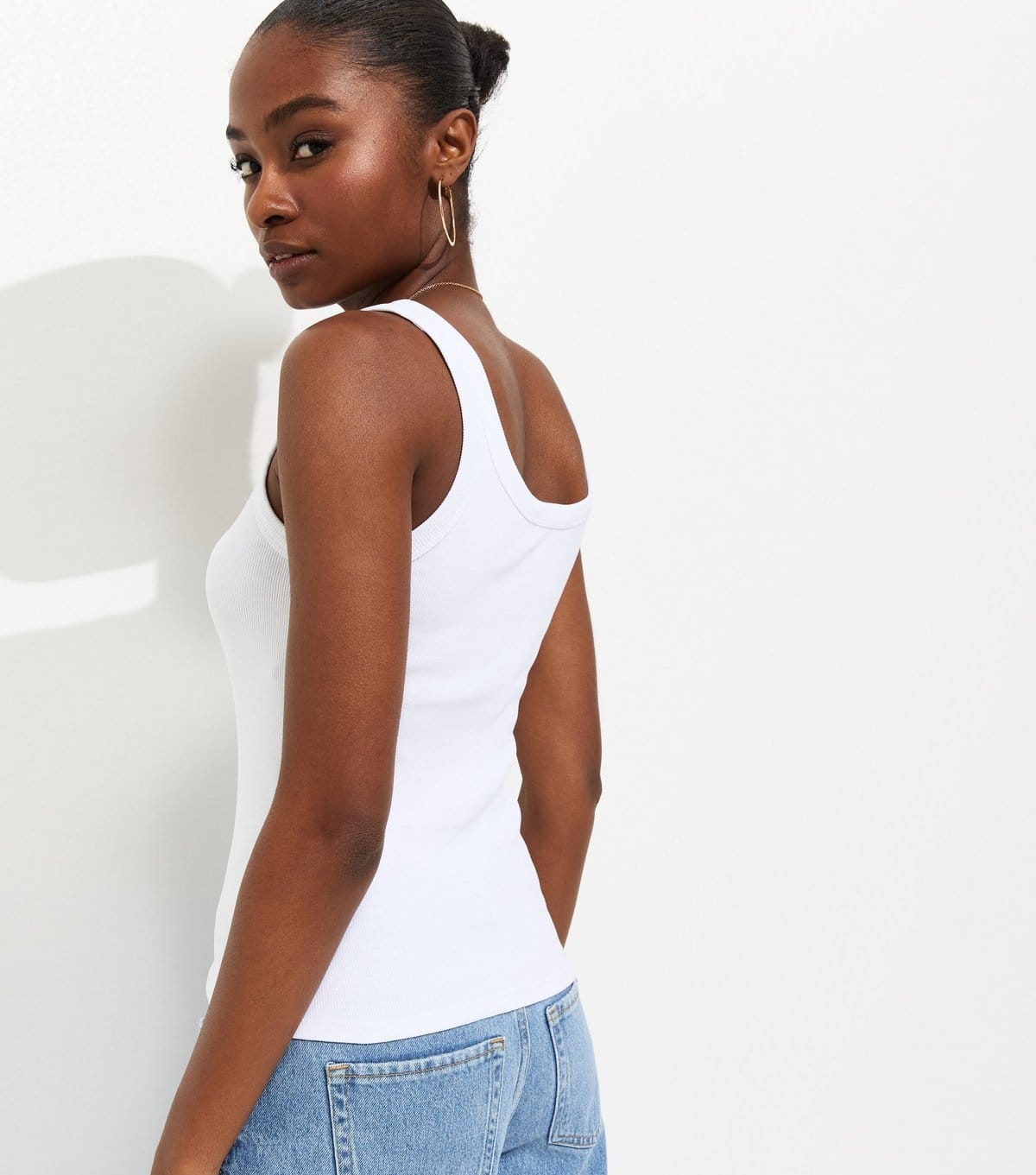 New Look Women's White Cotton Rich Scoop Neck Vest Top New Look - 4