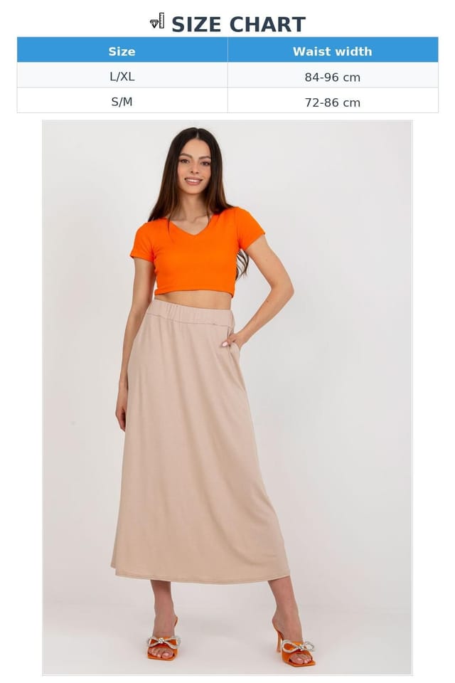 Love Lace Love Lace Women's Long Summer Skirt with Elastic Waist & Pockets in Beige - 3
