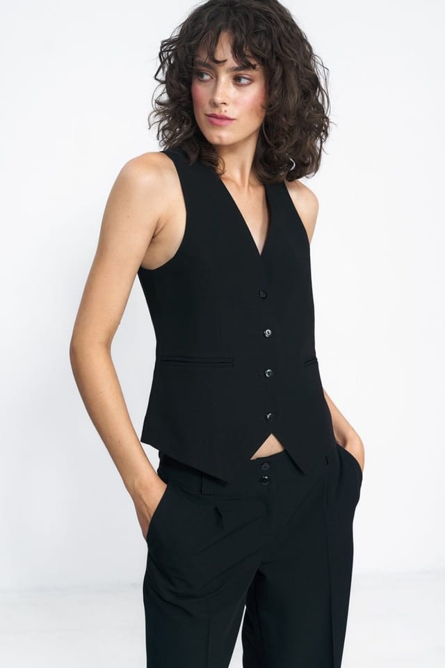 Love Lace Love Lace Women's Brilliant Lined Vest for Blazer & Jeans in Black - 2