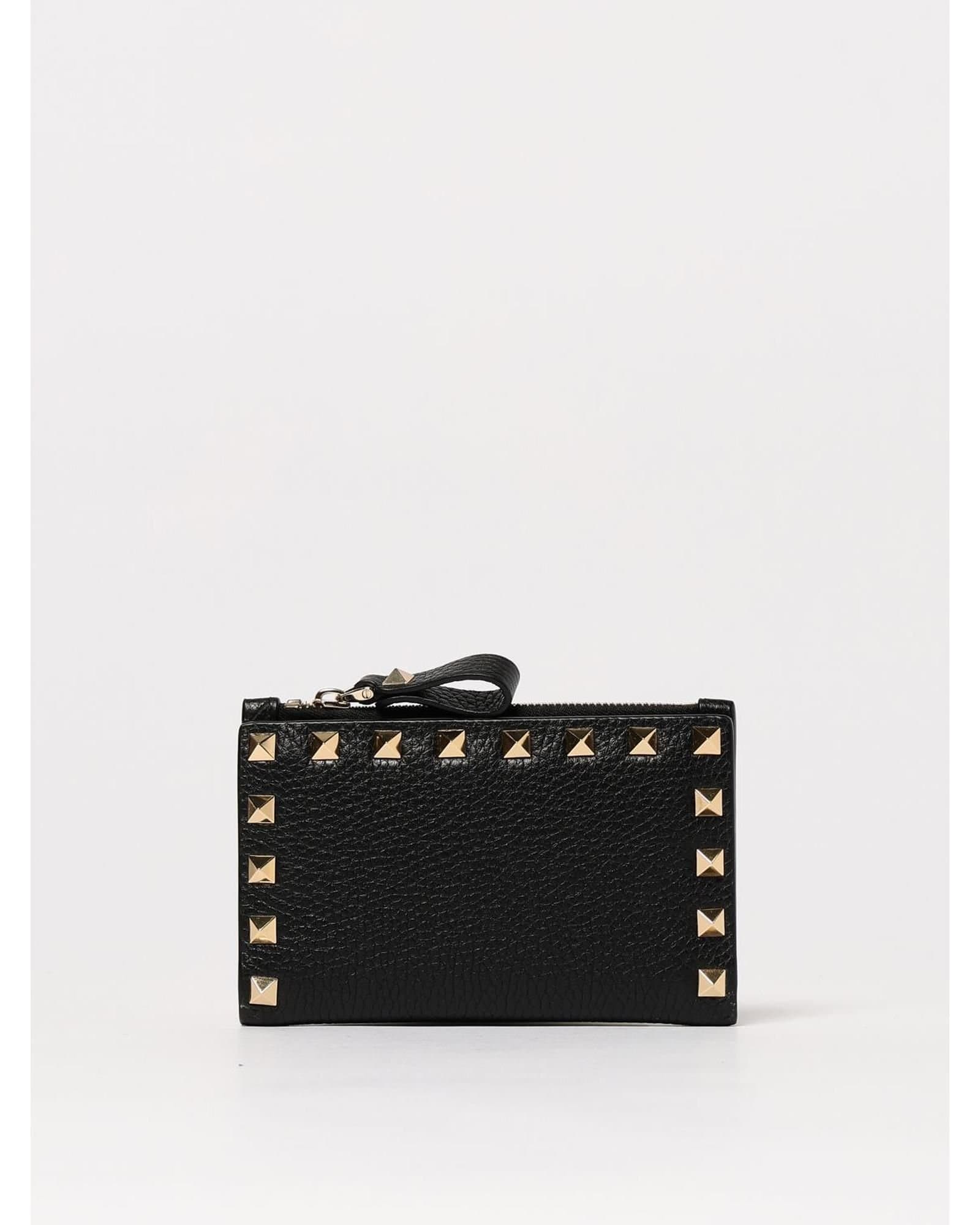 Valentino Garavani Valentino Garavani Black Rockstud Zip Wallet