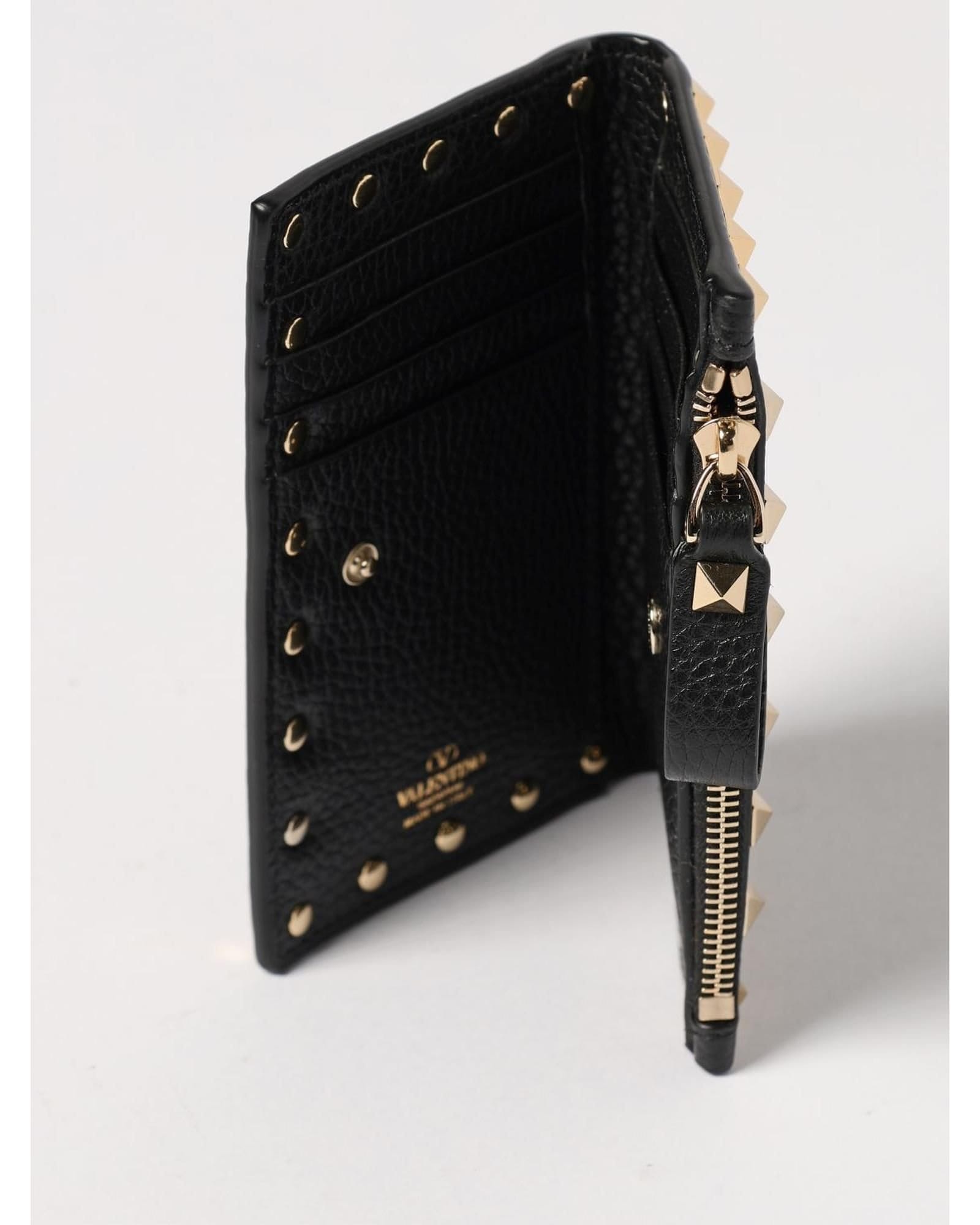 Valentino Garavani Valentino Garavani Women's Rockstud Zip Around Wallet Wo - Black Wallets - 4