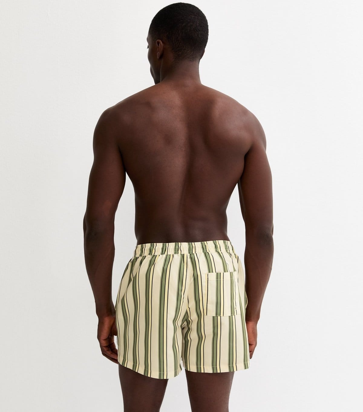 New Look Men's Green Regular Striped Drawstring Swim Shorts New Look - 4