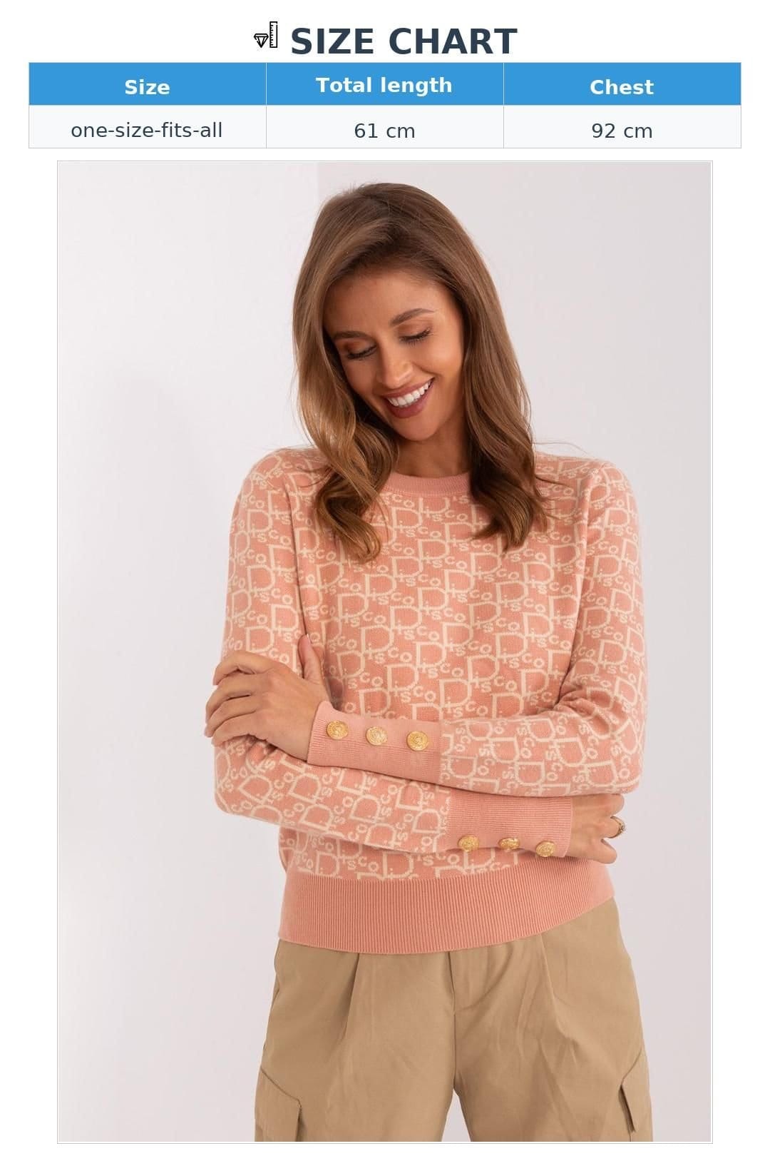 Love Lace Love Lace Women's Round Neck Printed Sweater with Button Cuffs in Pink - 4
