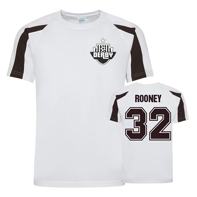 Derby County Derby County Men's Wayne Rooney Sports Training Jersey in White - 2