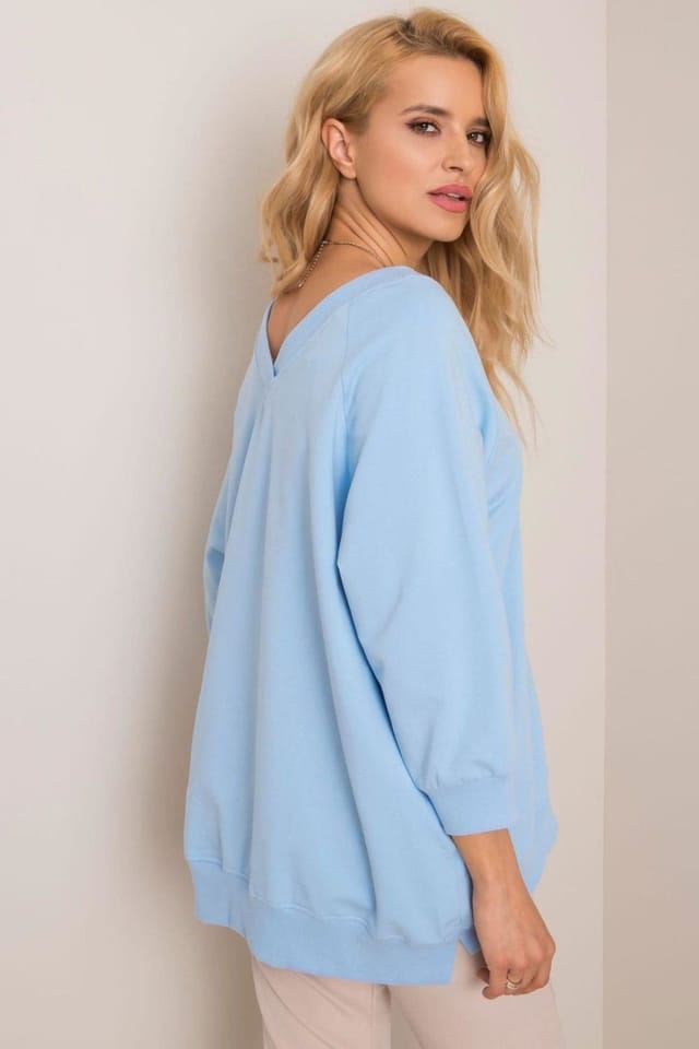 Love Lace Love Lace Women's Loose Fit Long Sleeve Heart Neck Sweatshirt in Blue - 3