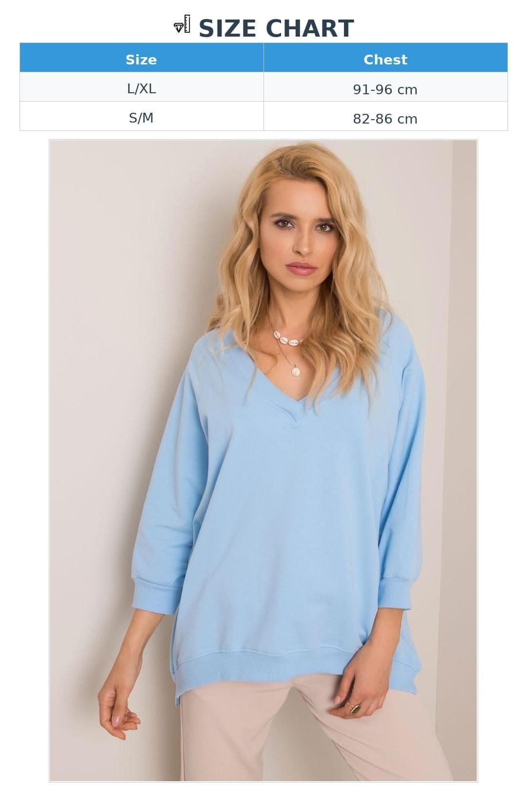 Love Lace Love Lace Women's Loose Fit Long Sleeve Heart Neck Sweatshirt in Blue - 4