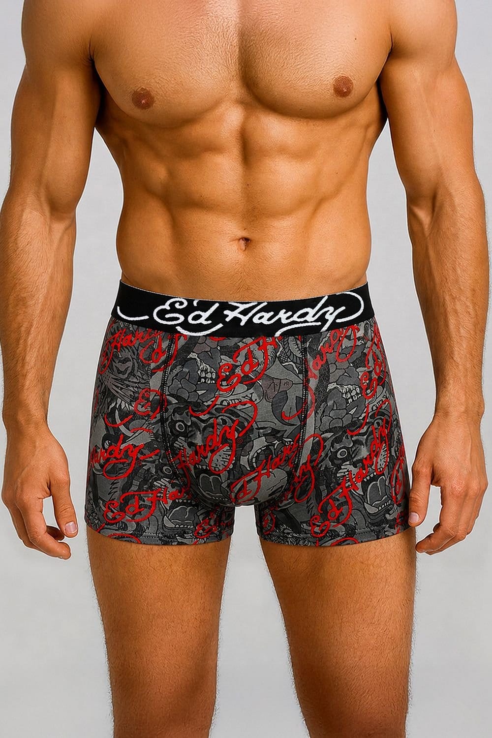 Ed Hardy Ed Hardy Men's 5 Pack Cotton Rich Stretch Athieu Boxers Soft Breathable Underwear - 4