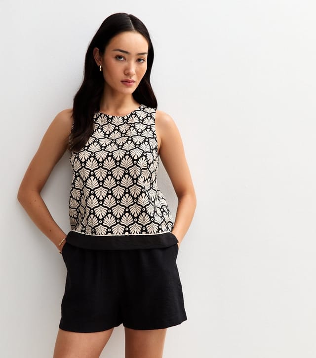 New Look Women's Black Floral Print Sleeveless Top New Look - 3