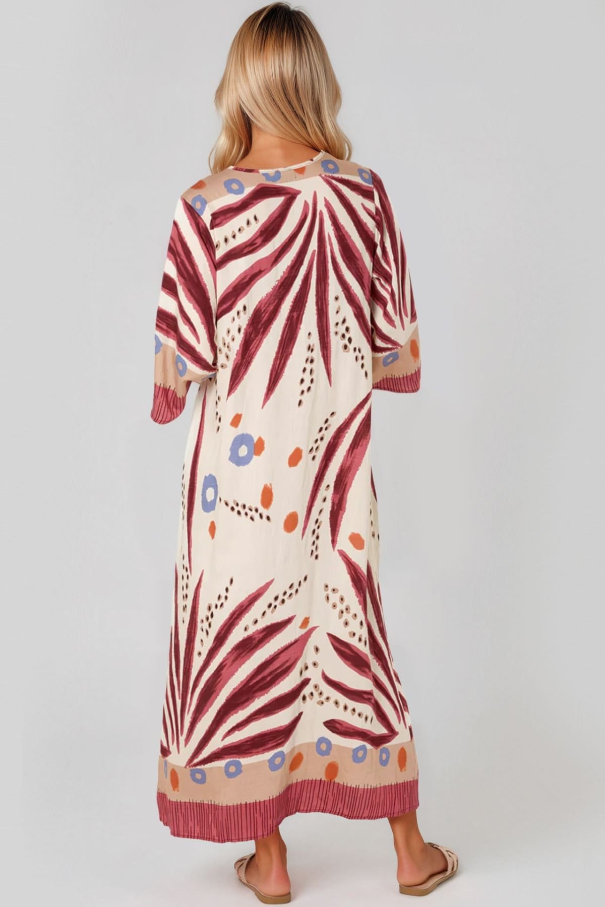 Aftershock London Aftershock London Women's Crochet Detail Beach Kaftan in Coral - 4
