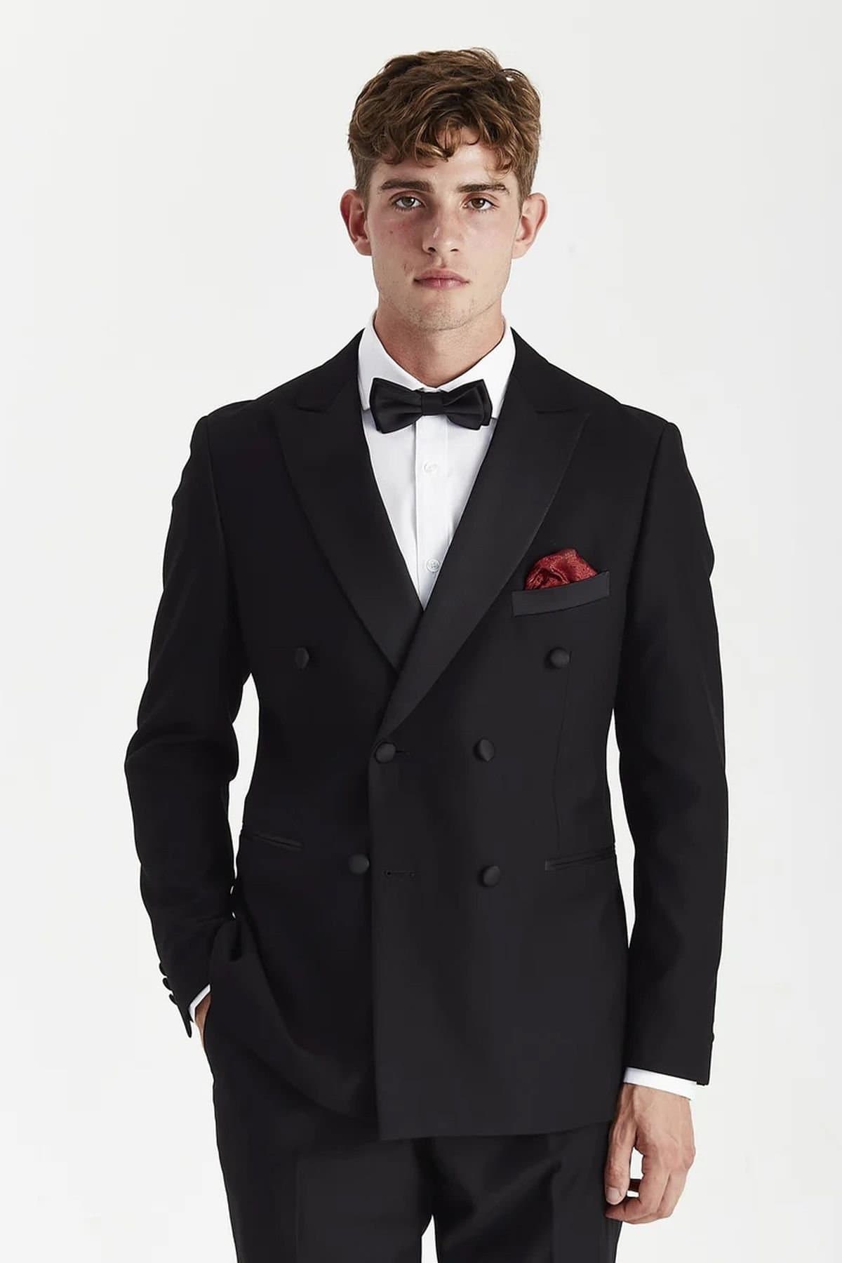 Paul Andrew Paul Andrew Men's Double Breasted Blazer Lapel Dinner Tuxedo Jacket in Black
