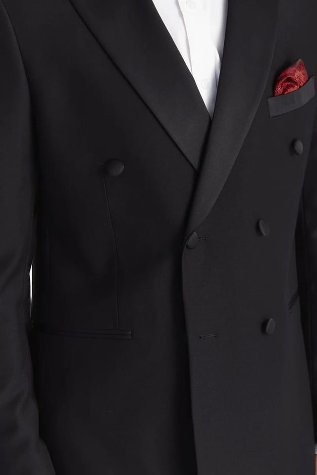 Paul Andrew Paul Andrew Men's Double Breasted Blazer Lapel Dinner Tuxedo Jacket in Black - 2