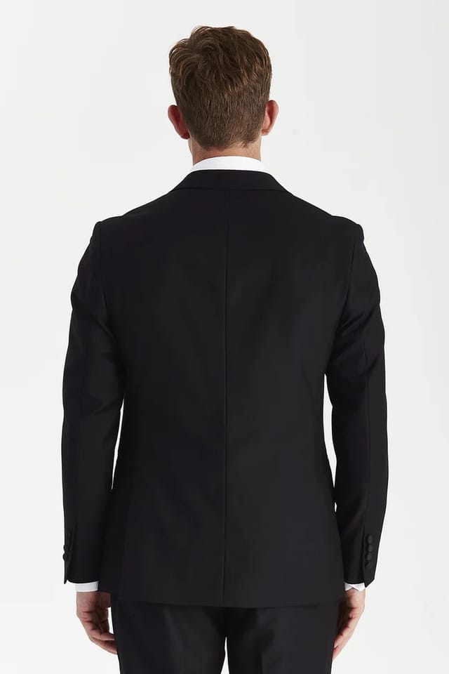 Paul Andrew Paul Andrew Men's Double Breasted Blazer Lapel Dinner Tuxedo Jacket in Black - 3