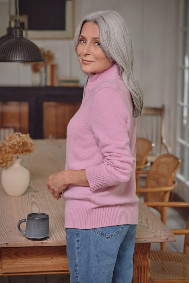 WoolOvers WoolOvers Women's 100% Wool Fitted Zip Thru Cardigan in Light Pink - 3