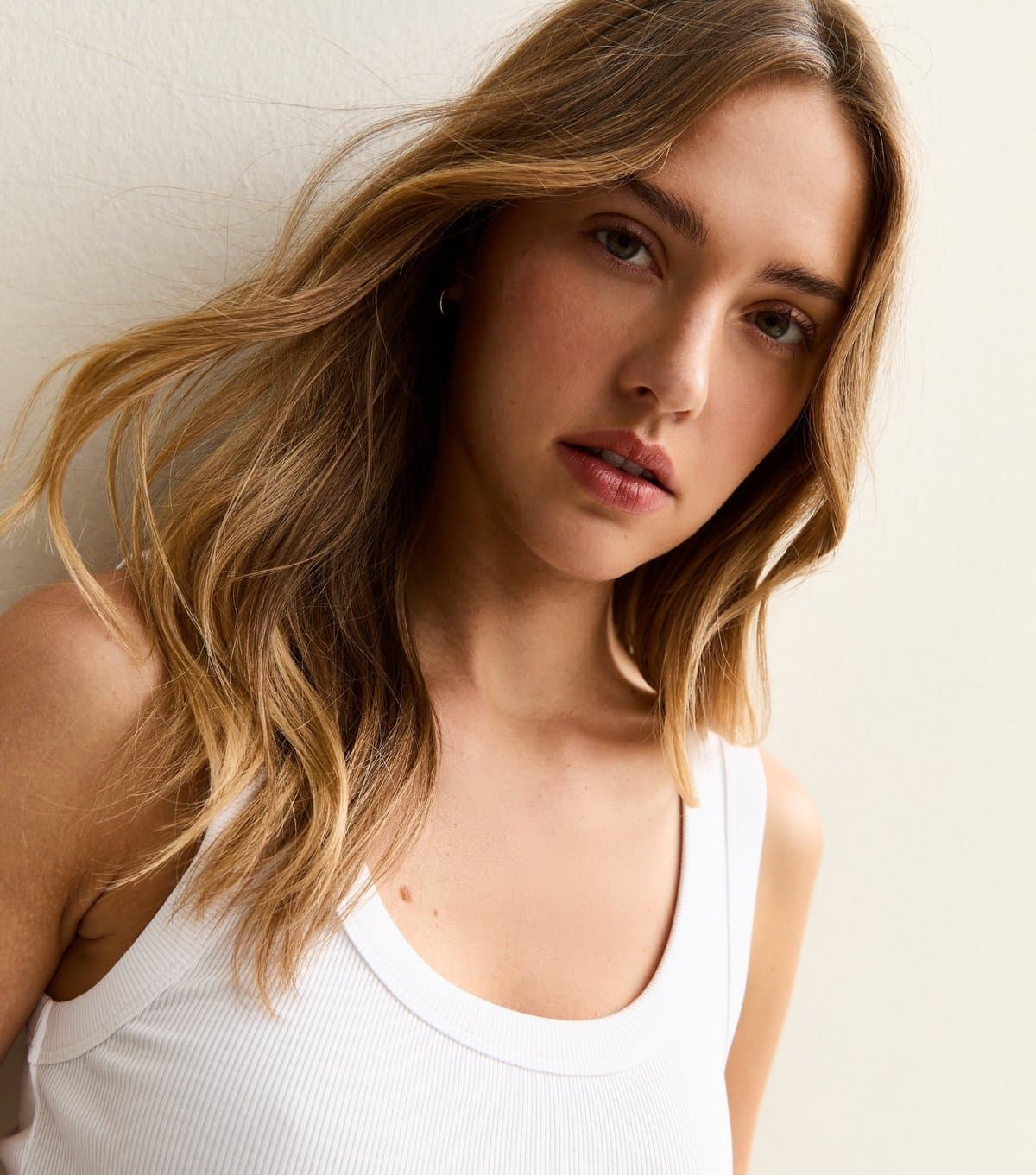 New Look New Look White Ribbed Jersey Scoop Vest Top