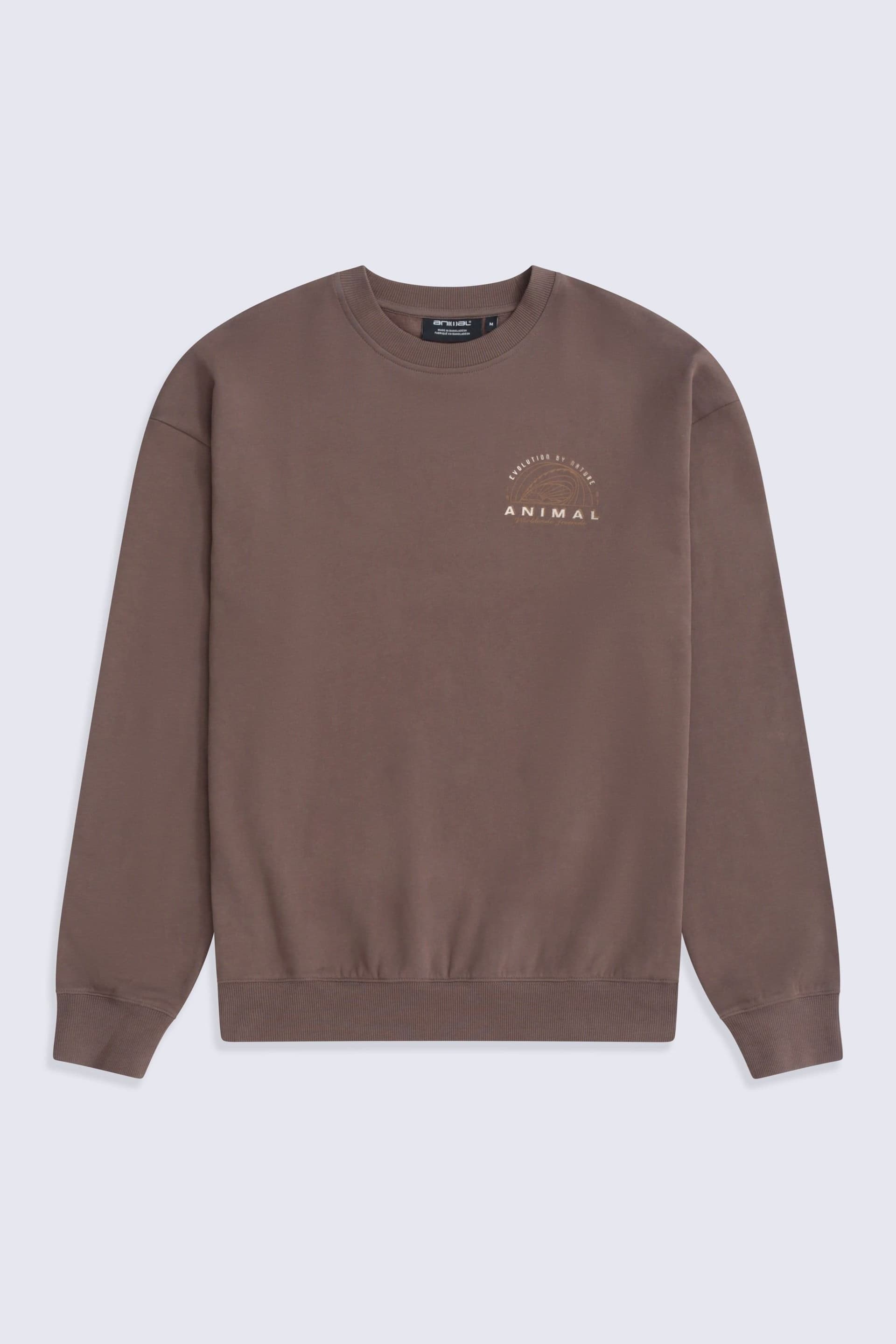 Animal Animal Men's 'Jonah' Ribbed Cuffs Cotton Drop Shoulder Sweatshirt in Brown