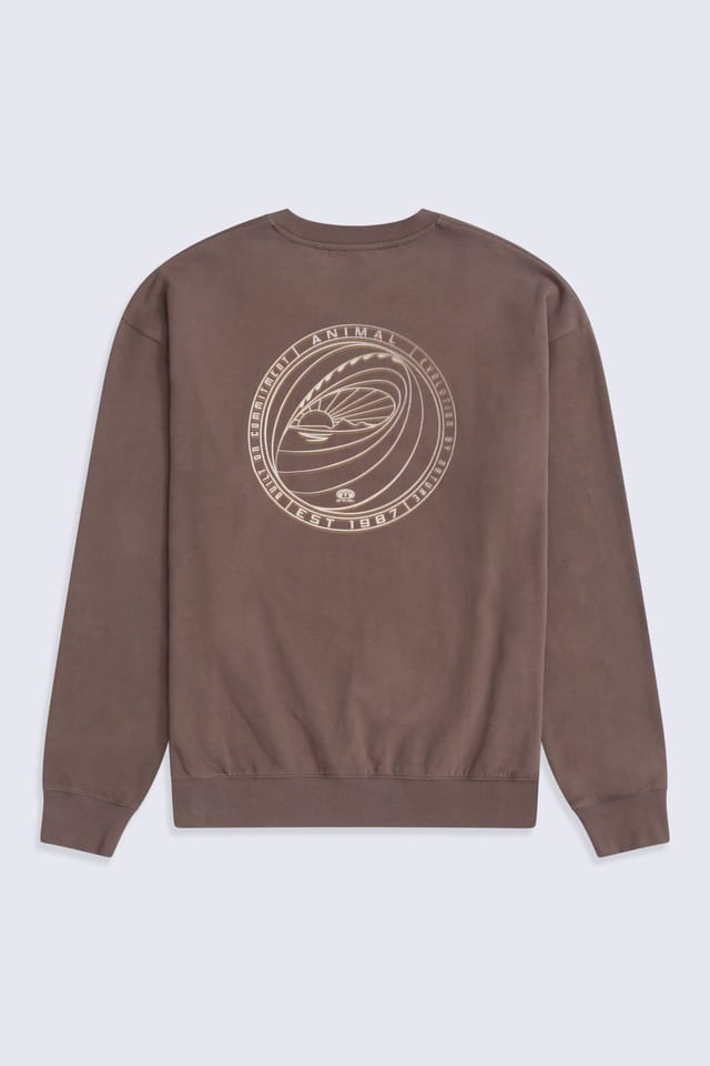 Animal Animal Men's 'Jonah' Ribbed Cuffs Cotton Drop Shoulder Sweatshirt in Brown - 2