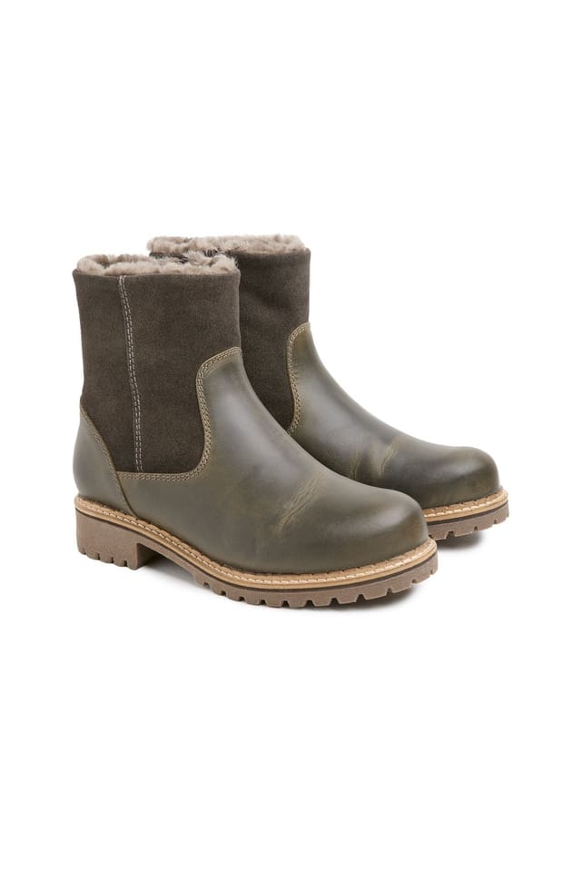 Celtic & Co Celtic & Co Women's Waterproof Sheep Lined Ankle Boot in Dark Olive - 2