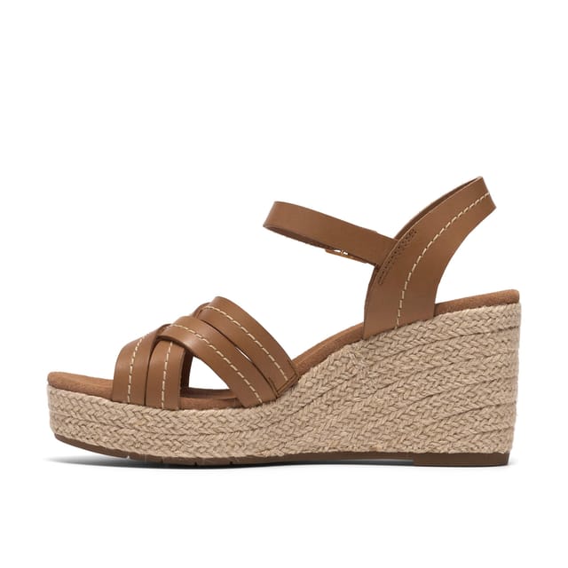 Clarks Clarks Women's Sabina Strap Tan Leather Wedge Sandals in Brown - 2