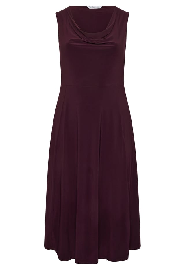 Yours Yours Women's Drape Front Midi Dress in Aubergine - 2