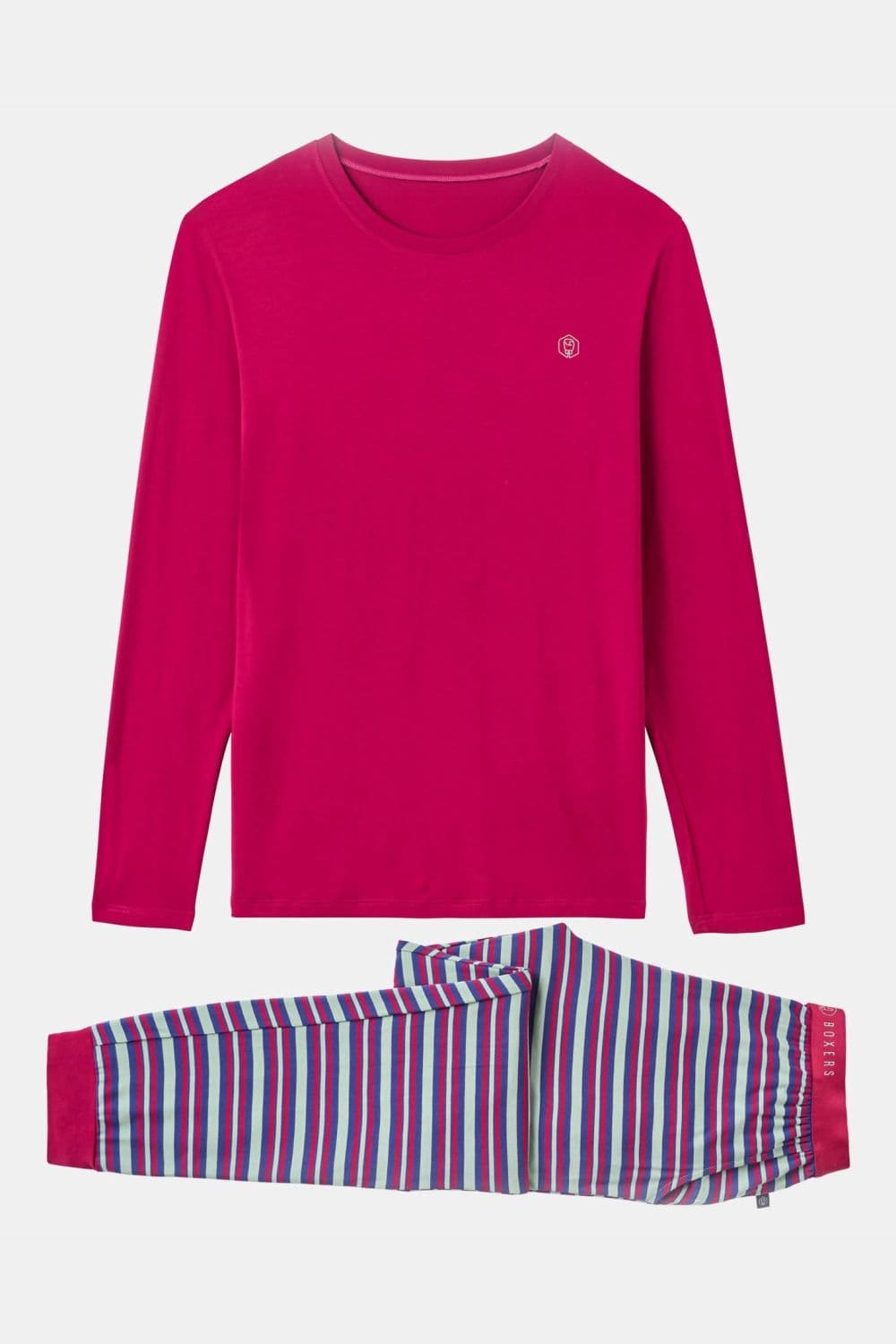 British Boxers British Boxers Men's "Forest Berry" Stripe Bamboo Pyjama Set in Red - 4